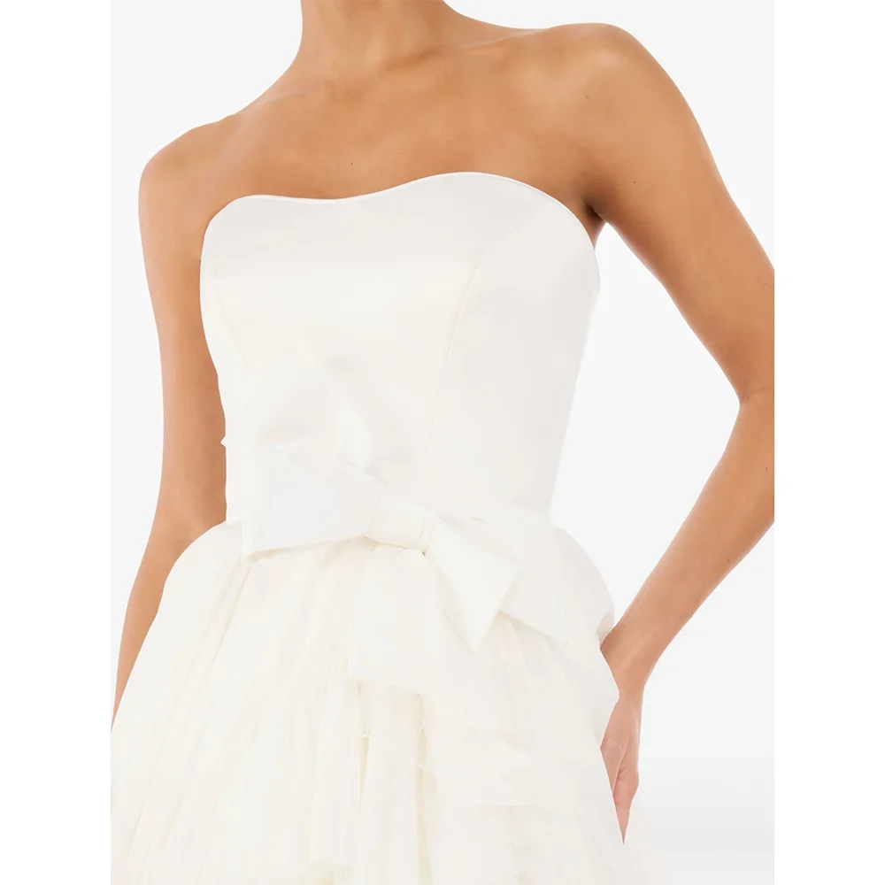 فستان زفاف عربي مخصص بدون حمالات بدون أكمام رائع أنيق على شكل حرف a فستان زفاف ذيل محكمة فساتين العروس العربية #3