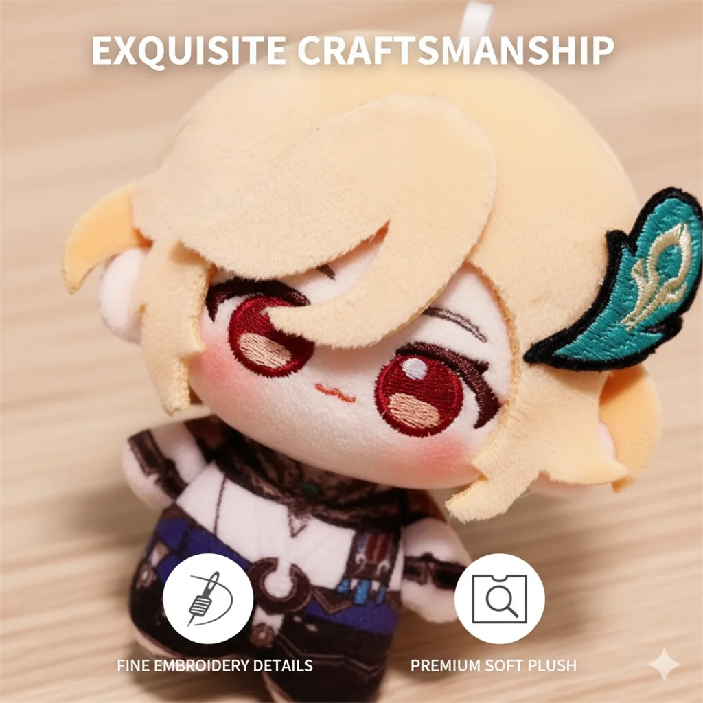 ตุ๊กตาคอสเพลย์คาเวห์จากเกม Genshin Impact ขนาด 10 ซม. ของเล่นตุ๊กตาผ้ากำมะหยี่ ของตกแต่งกระเป๋าเป้สะพายหลัง ของขวัญวันเกิดสำหรับเด็ก