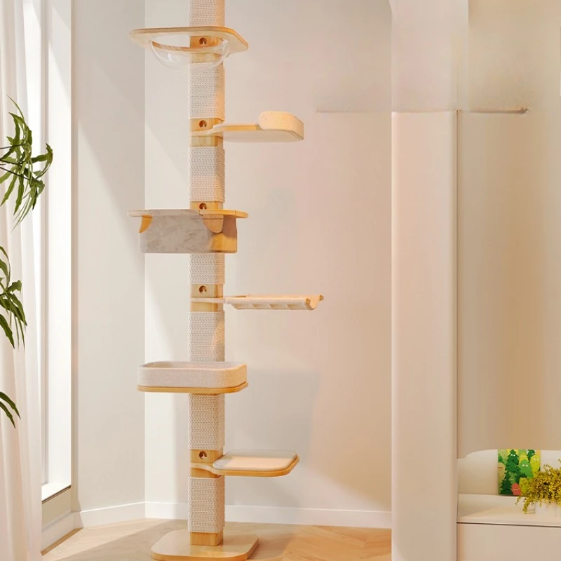 

Solid wood cat climbing frame Tongtian pillar big cat does not occupy the space capsule nest