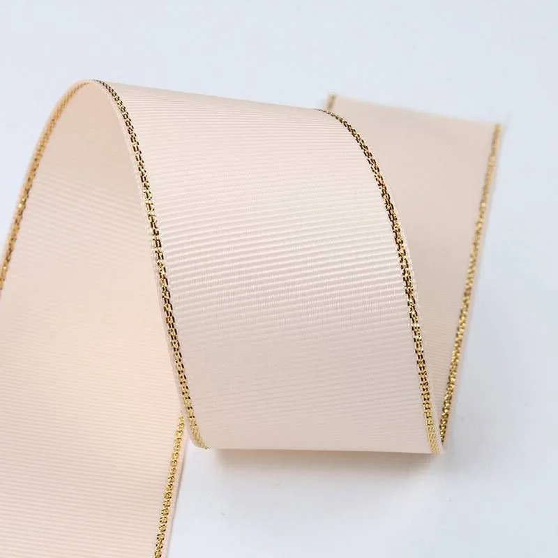 10 Yards 10MM 16MM 25MM 38MM Gold Edge Glittering Ribbon Double-Sided Handmade Material Gift Packing Grosgrain Crafts Bows