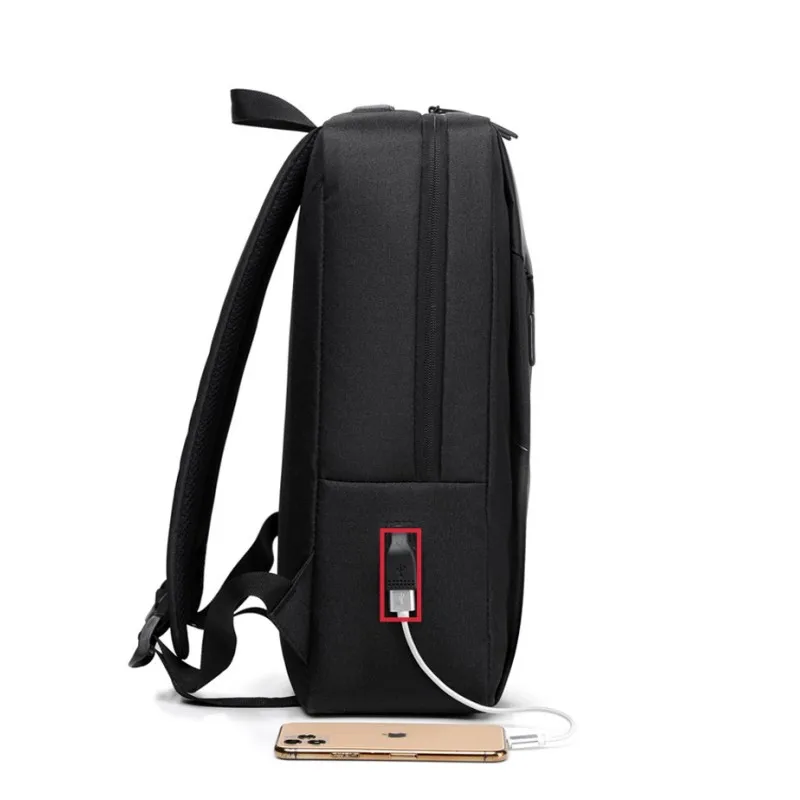 Mochila para ordenador portátil con enchufe USB para hombre, morral de negocios, informal, multifunción, impermeable, de alta calidad