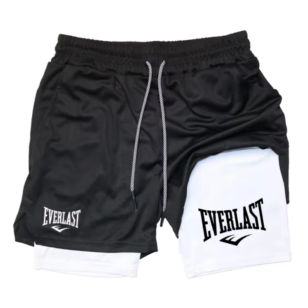 Shorts Esportivos Masculinos 2026, Shorts Esportivos Estampados, Shorts de Basquete e Fitness de Camada Dupla com Secagem Rápida