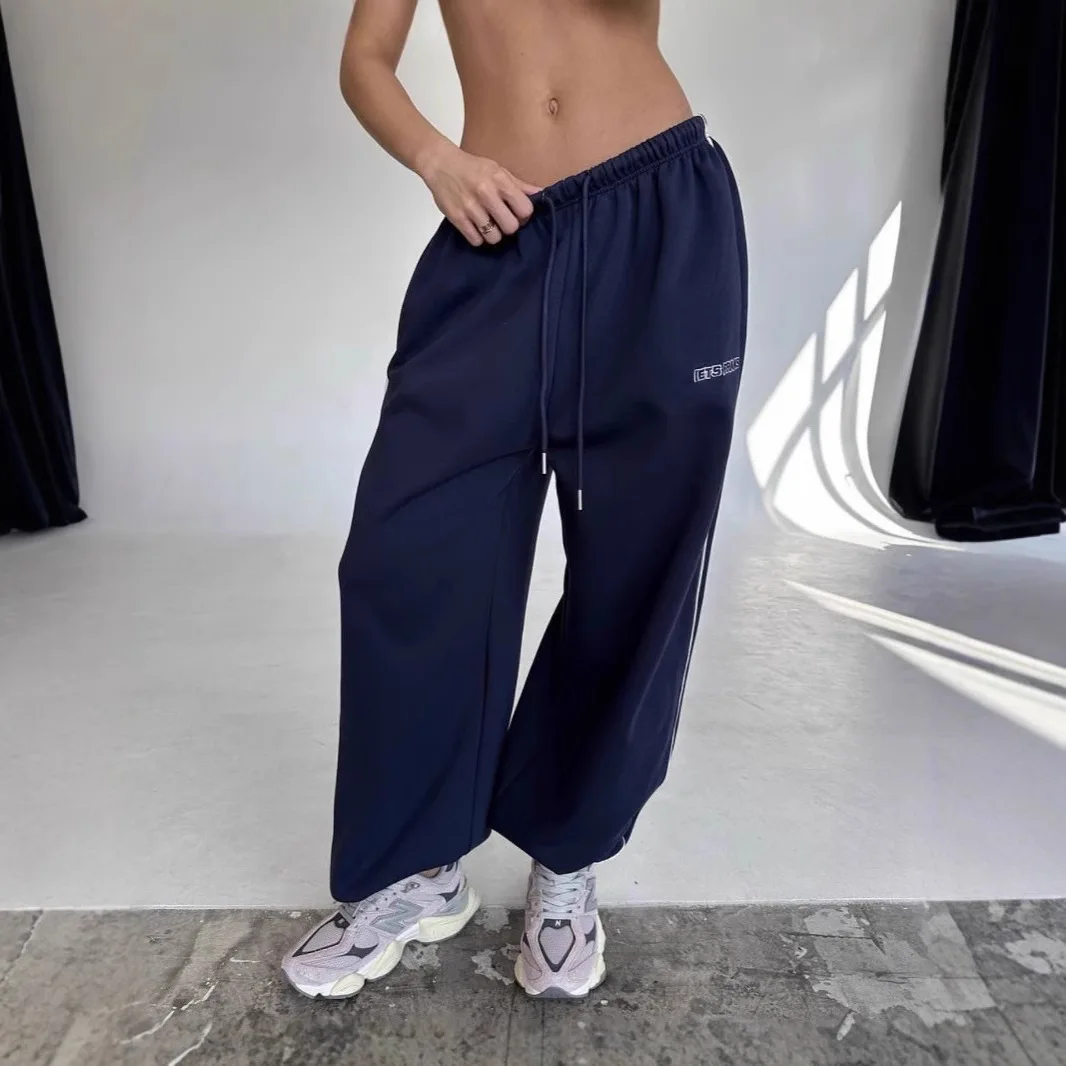Pantalones de chándal holgados para mujer, pantalones deportivos de moda Harajuku para otoño e invierno, pantalones Vintage Y2k estéticos bordados