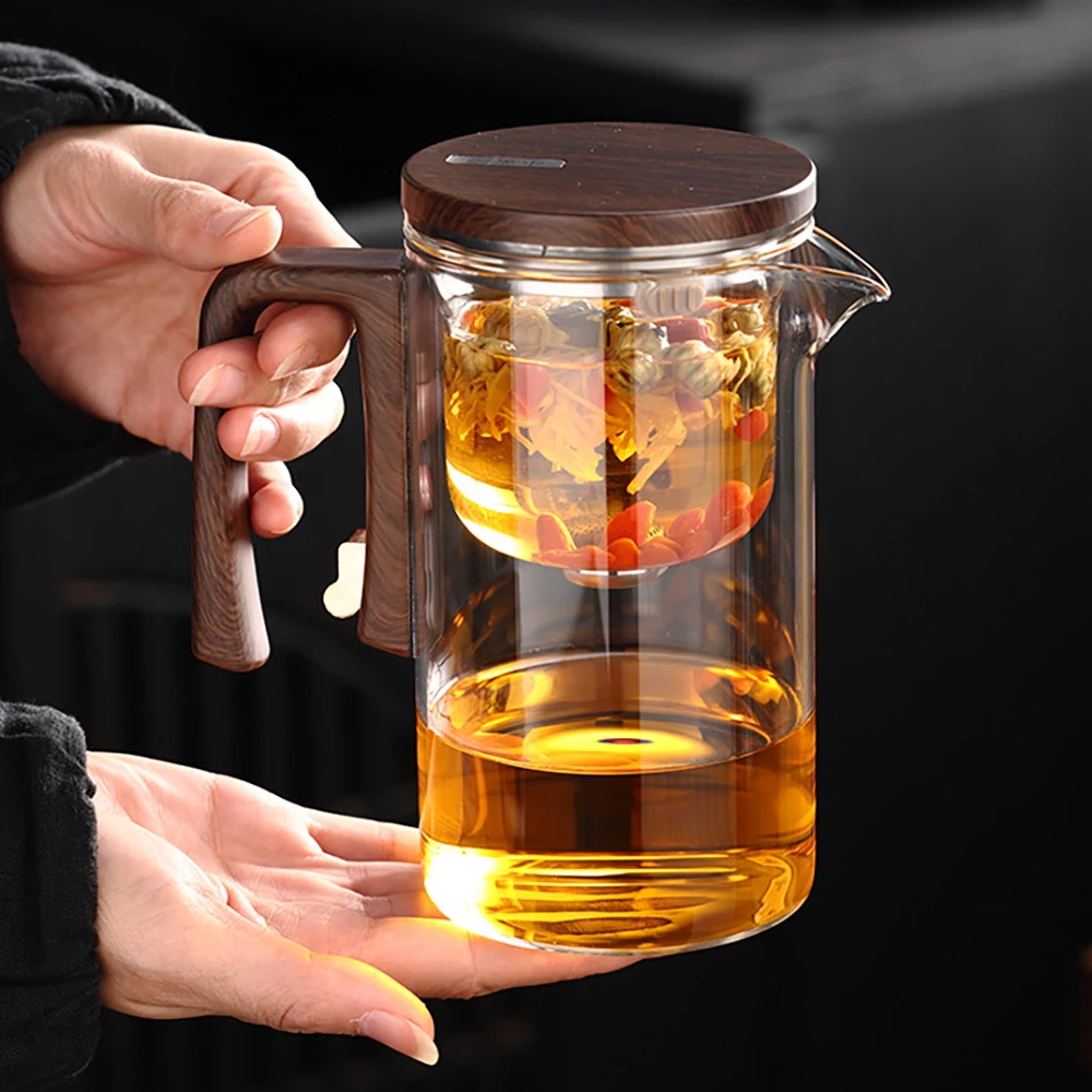 High-grade Glass Tea Pot Kettle Infuser 520-800ml Teapot Water Separation Inner Magnet One Click Magnetic Switch Tea Filtration