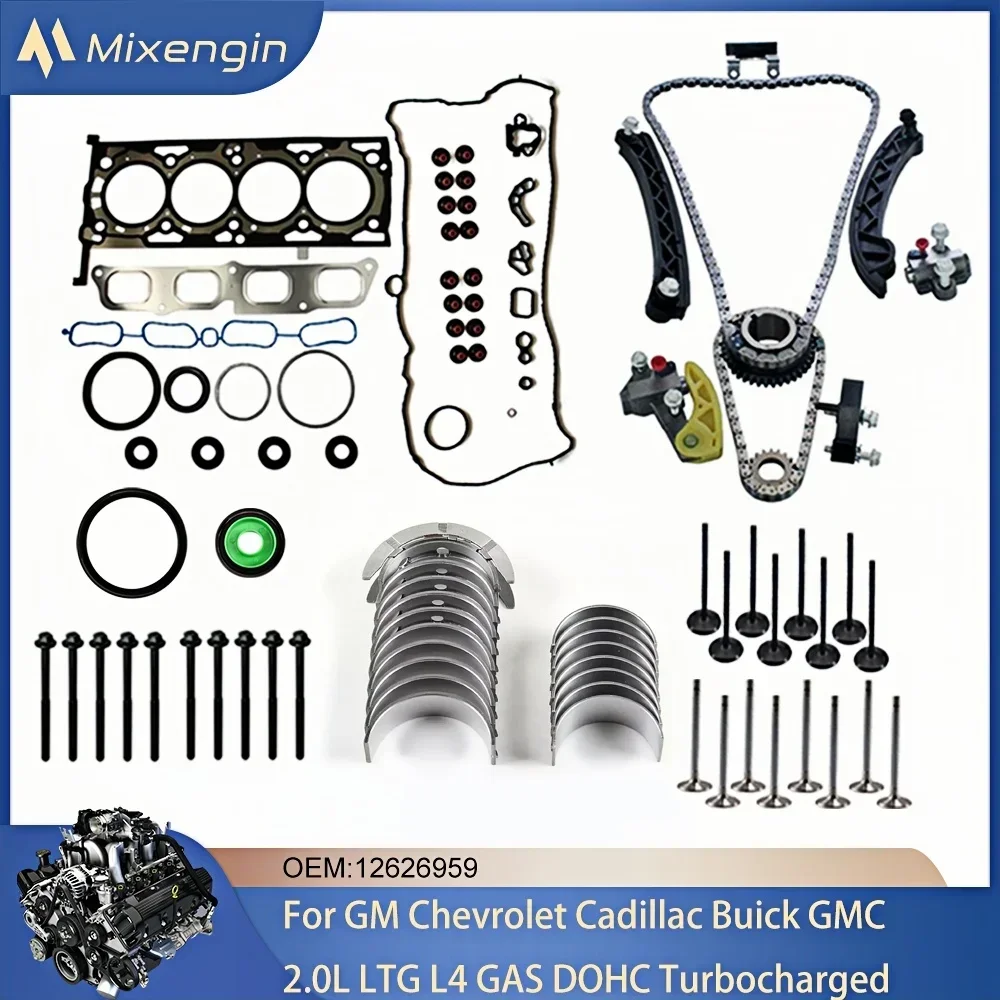 Engine bearing Head Gasket Bolt valve set & Timing Chain Kit Fit 2.0L L4 GAS DOHC For GM Chevrolet Buick Cadillac GMC 2012-2022