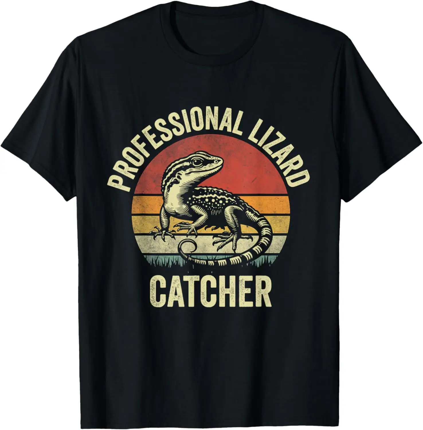 Professional Lizard Catcher Funny Retro Gecko Lizard Hunter T-Shirt