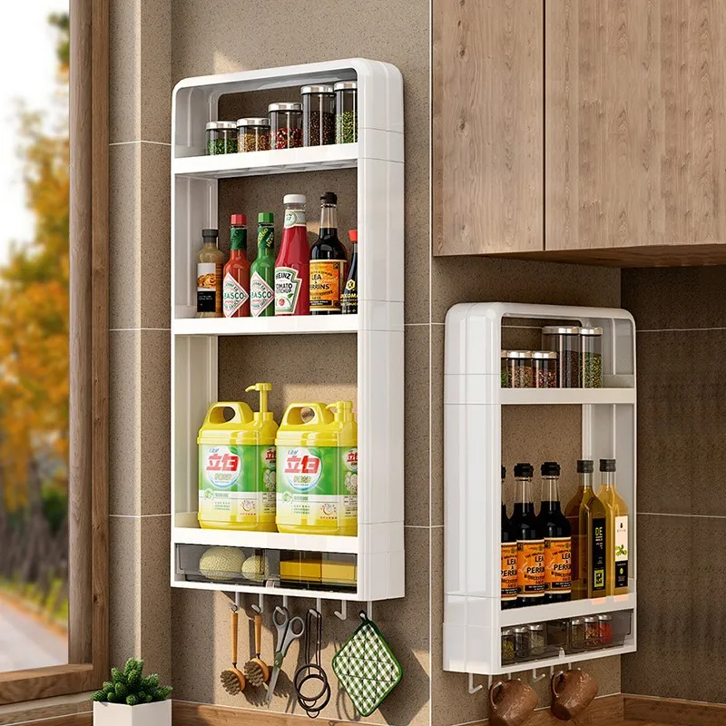 Bathroom Shelves Kitchen Seasoning Bottle Storage Rack Wall-mounted Storage Rack Cosmetics Organizer Bathroom Kitchen Organizer