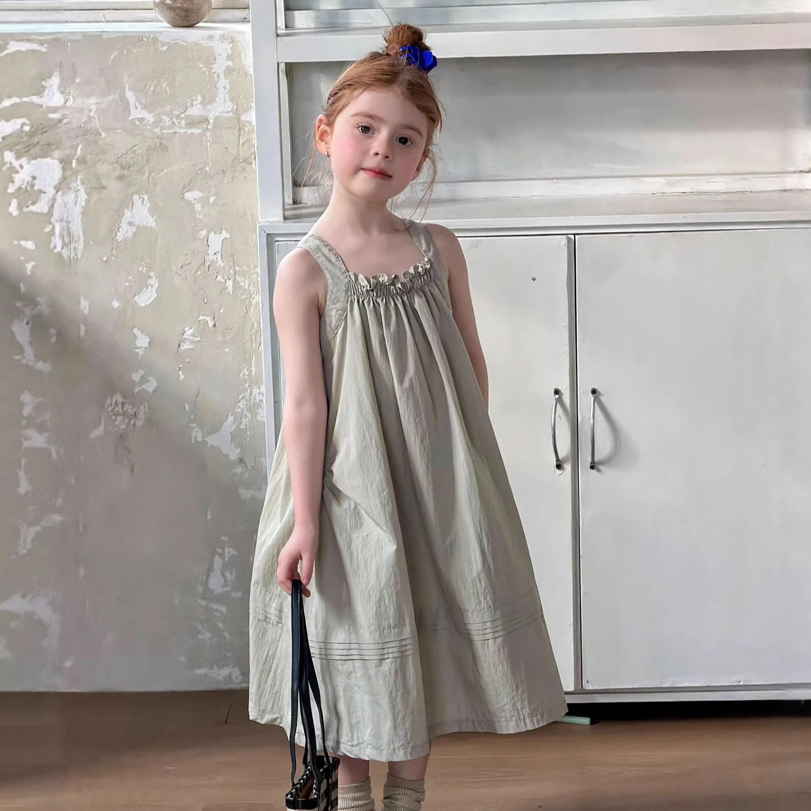 

Girls Dress 2026 Spring and Summer New Childrens Clothing Korean Style Girl Baby Casual Loose Sleeveless Cotton Sundress