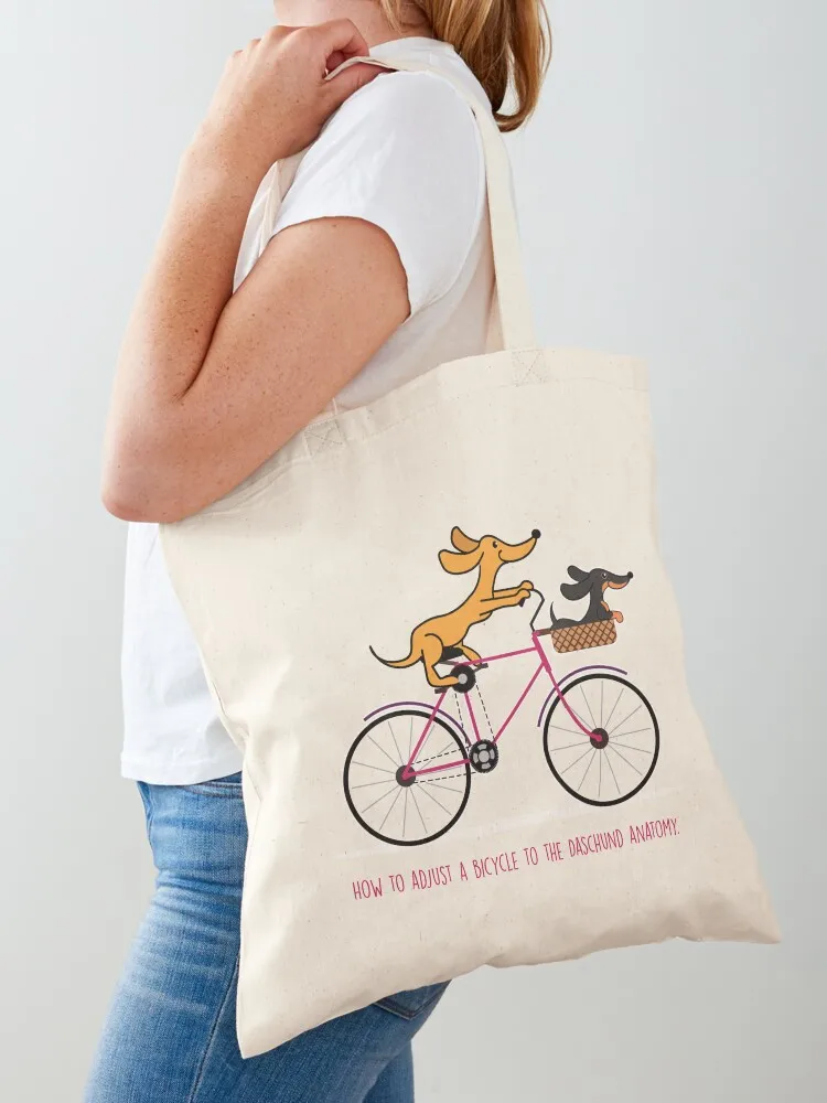 

Dachshund riding a bicycle Tote Bag Women's bag cloth bag woman bags luxury women shopping cart bags