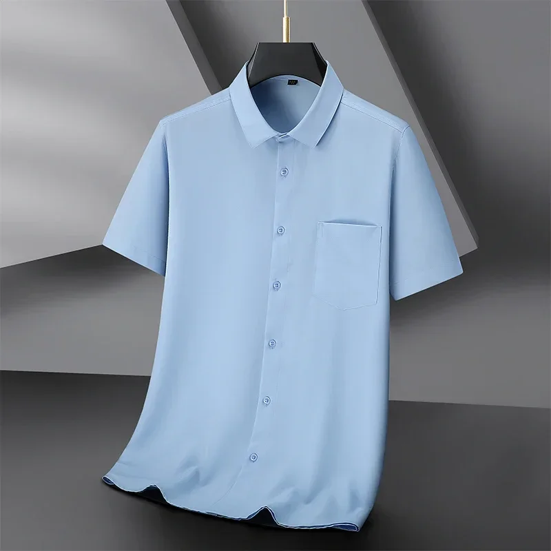 

Men Shirt Short Sleeve Summer Waterproof Oil Proof Antifouling Oversize 6XL 7XL 8XL 10XL Plus Size Formal Casual High Quality