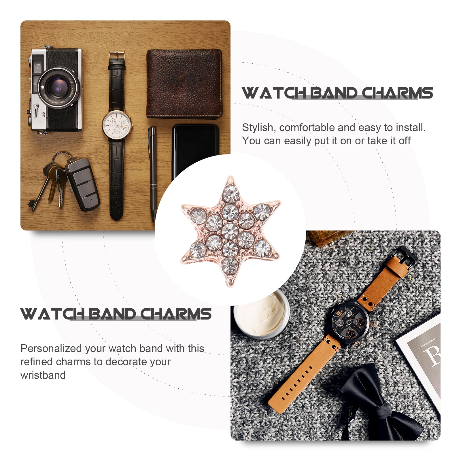

3 Pcs Decoration Decorative Stud Strap Watch Accessories Silicone Band Charms Decorate Metal Studs for Supplies