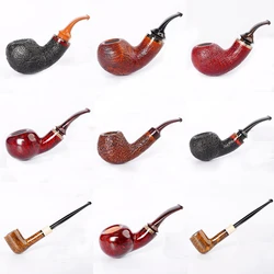 MUXIANG handmade briar tobacco pipe, curved handle apple-shaped pipe , vulcanized rubber pipe mouthpiece, thick wood bowl wall