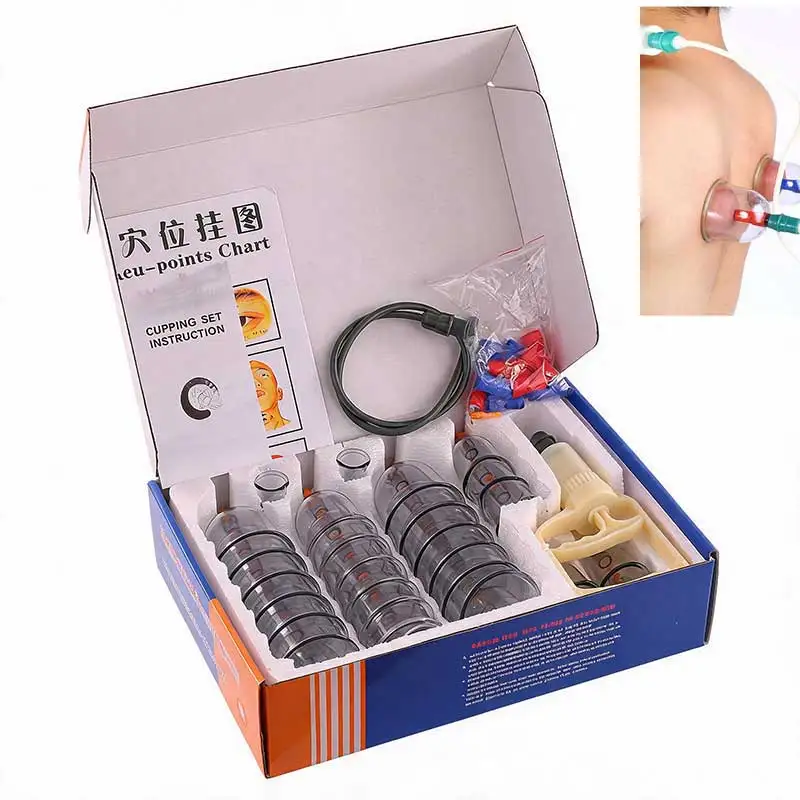 24pcs/set Baoyi Professional Vacuum Cupping Strong Suction Cups Deep Tissue relaxation fatigue relief Therapy pump massager cans