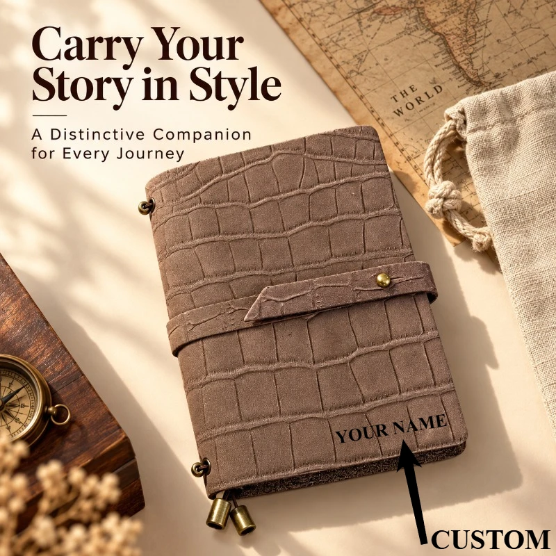Top Grain Leather Crocodile Embossed Traveler Notebook Vintage Pocket Journal TN Diary Planner Refillable Custom Engraving