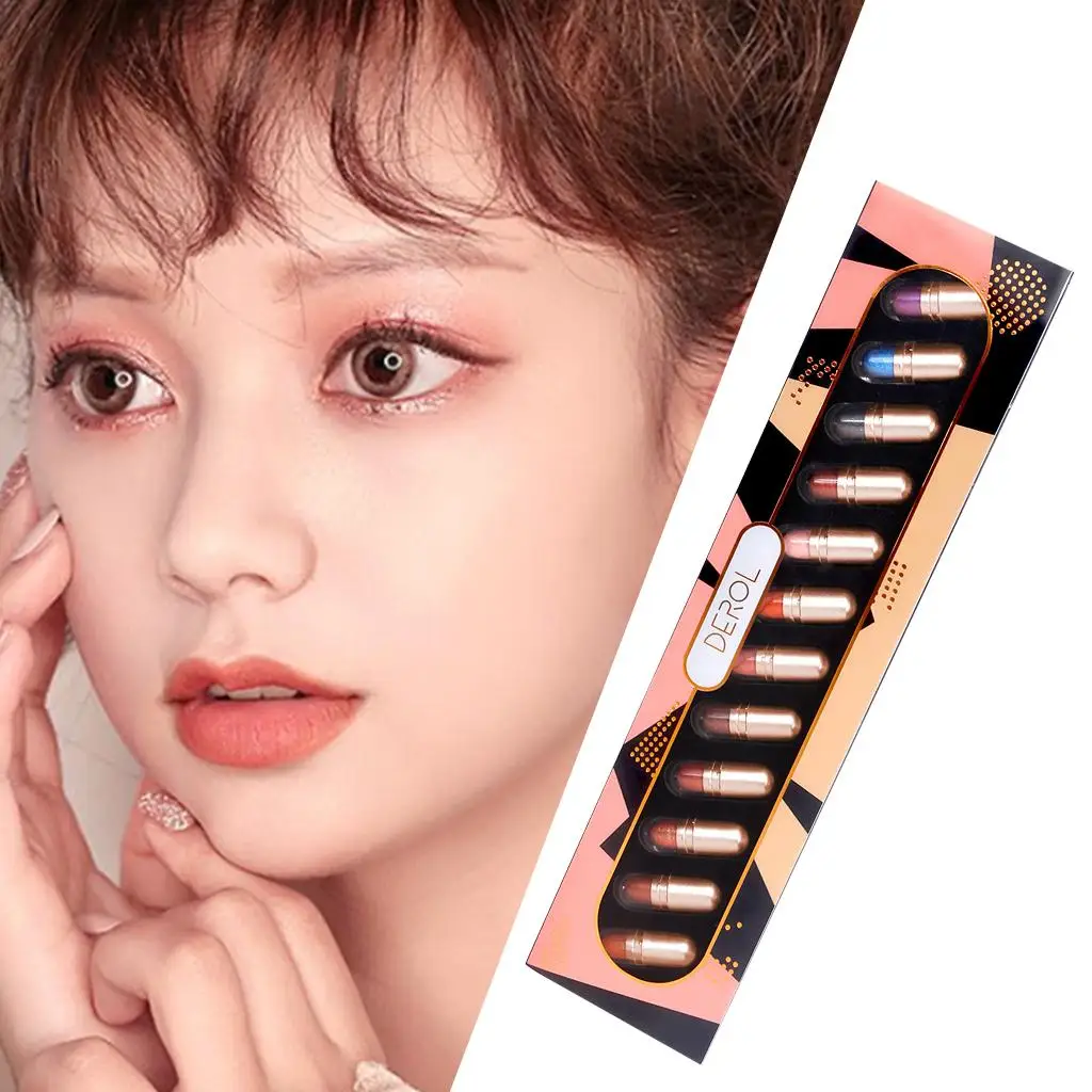 Capsule Eyeshadow Palette Eye Shadow Gifts Blendable Glitter Primer for Wedding Performance Salon Casual Women Men