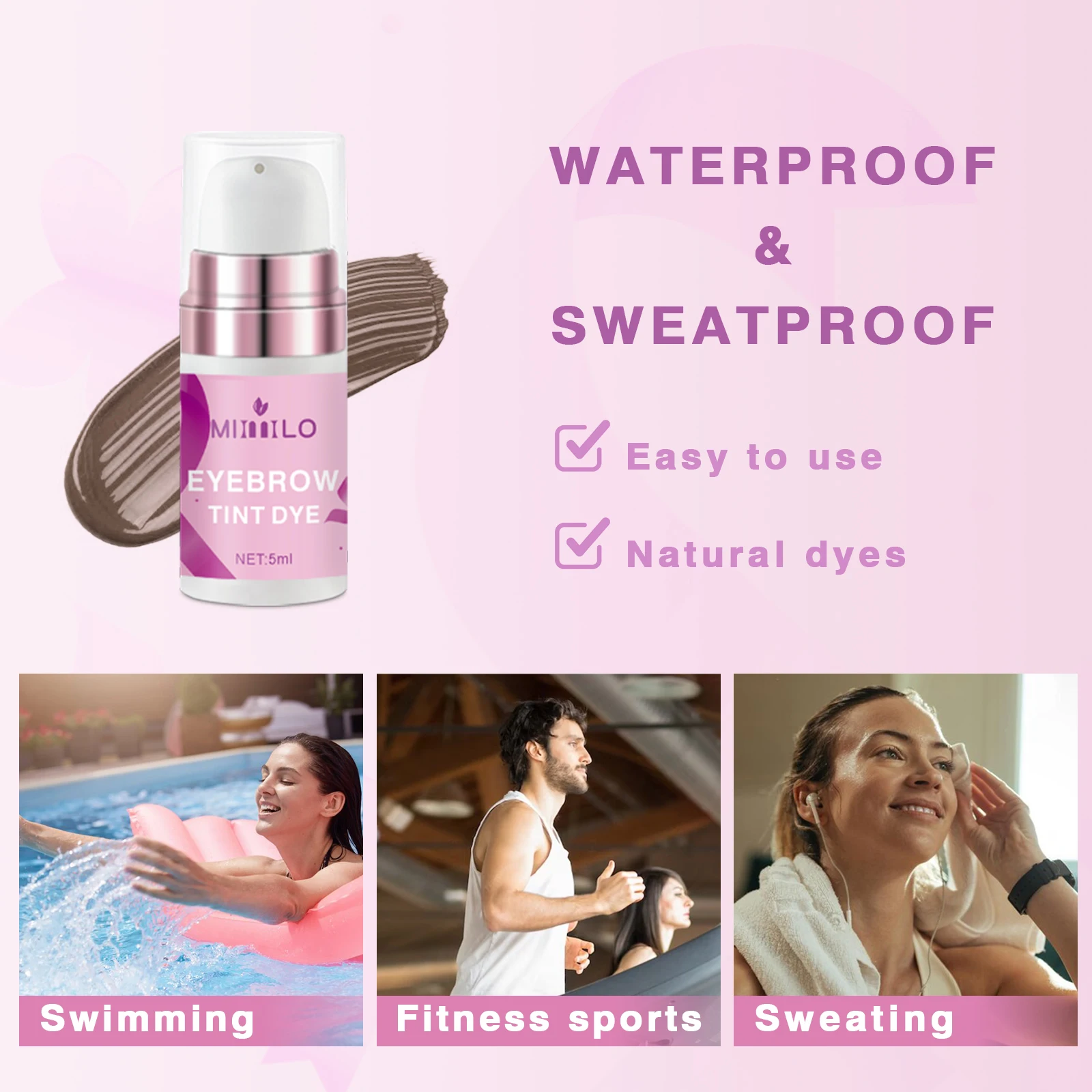 Kit de tinte de cejas, tres colores, resistente al agua y duradero para dar forma a varias efectos de maquillaje.