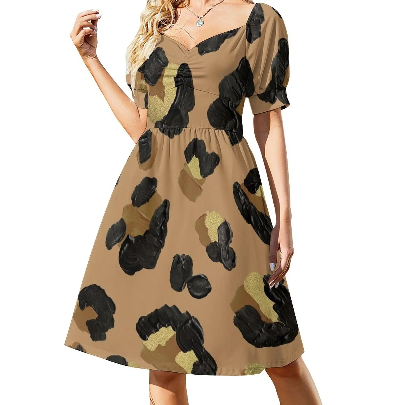 

Leopard Print – Neutral & Gold Palette Dress women evening dress evening dress Summer women's clothing