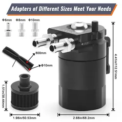 300ML Car Oil Catch Reservoir Reservation Can Collection Tank Fluid Filter Kit Cylinder Aluminum Engine Black Auto Accessories