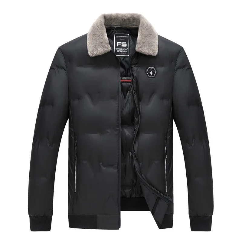 New Men's Winter Jacket Fashion Brand Thick Large Fur Collar Windproof Warm Padding Coat Male Casual Snow Short Cold-proof Parka