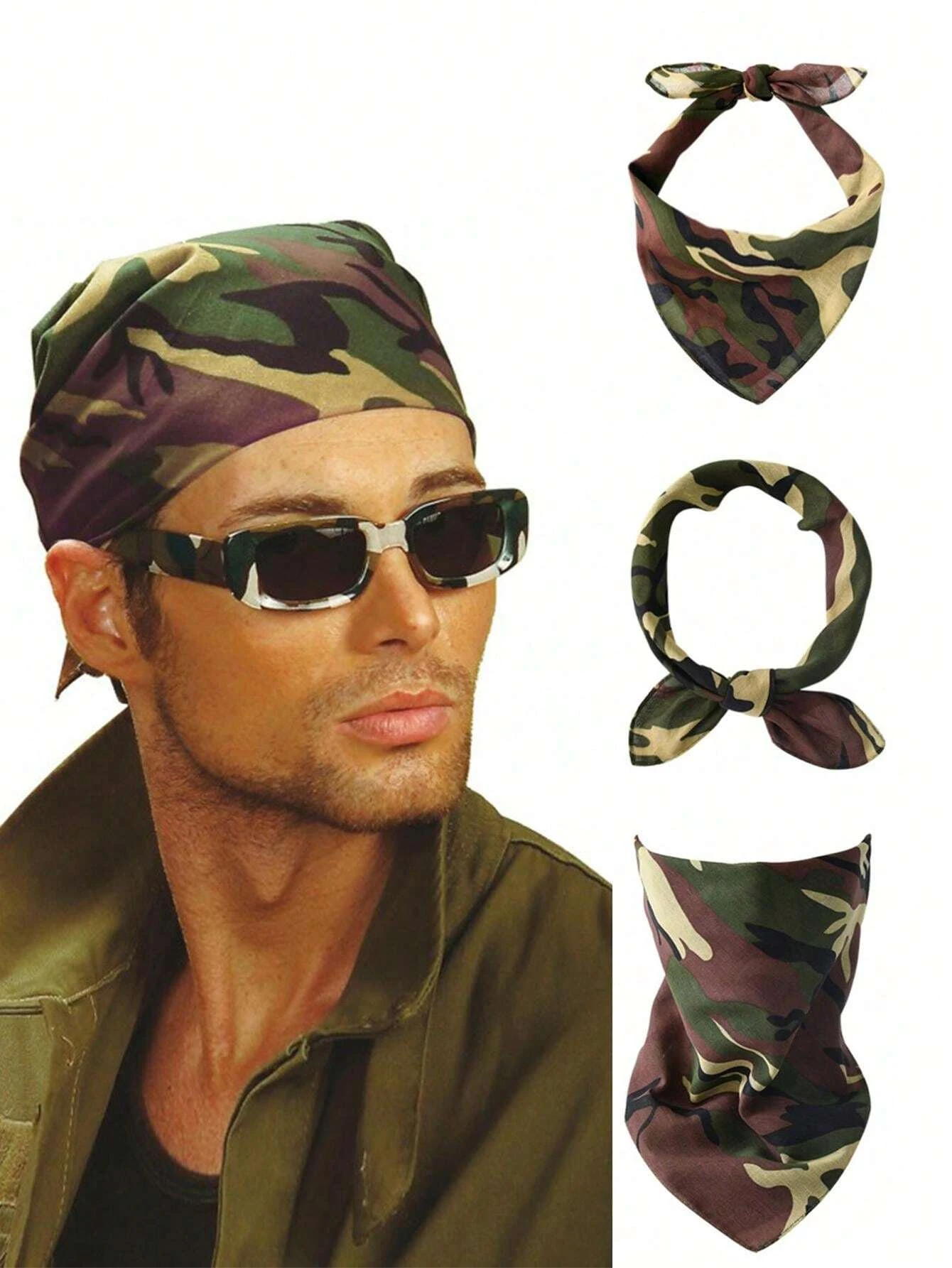

2025 Outdoors Hip Hop Cotton Bandana Cycling Square Scarf 54cm*54cm Camouflage Color Headband Printed For Women/Men/Boys/Girls