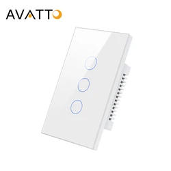 AVATTO Tuya ZigBee Smart Light Switch Remote Voice Control Wall 1/2/3/4 Gang Touch Sensor Switch Works With Alexa,Google Home