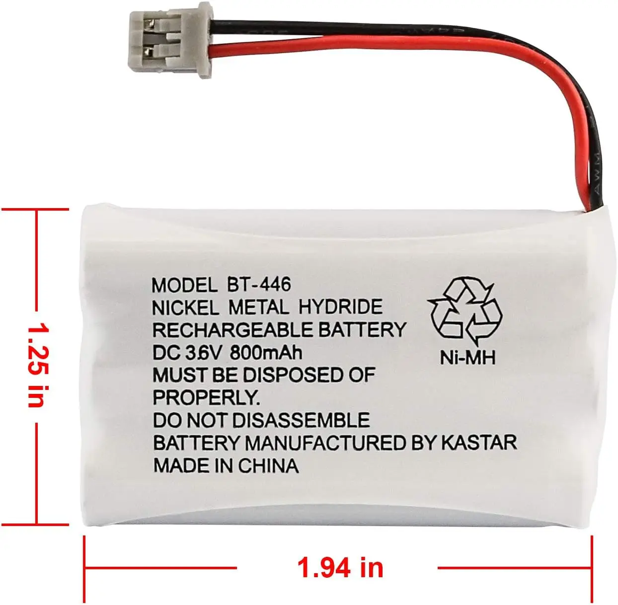 New Upgraded BT-446 Battery DC 3.6V 800mAh BT-446 Nickel Metal Hydride Rechargeable Cordless Phone Battery 0 Cycle