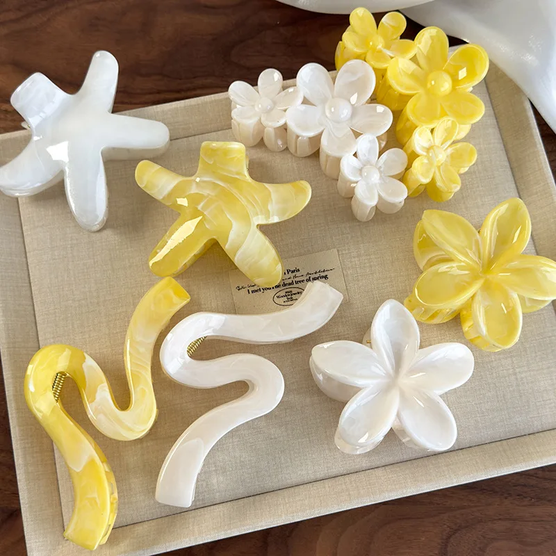 Желтый-зажим-для-волос-для-женщин-заколки-для-волос-с-цветком-летняя-пляжная-заколка-в-виде-акулы-зажим-в-виде-краба-заколки-головные-уборы-аксессуары-для-волос