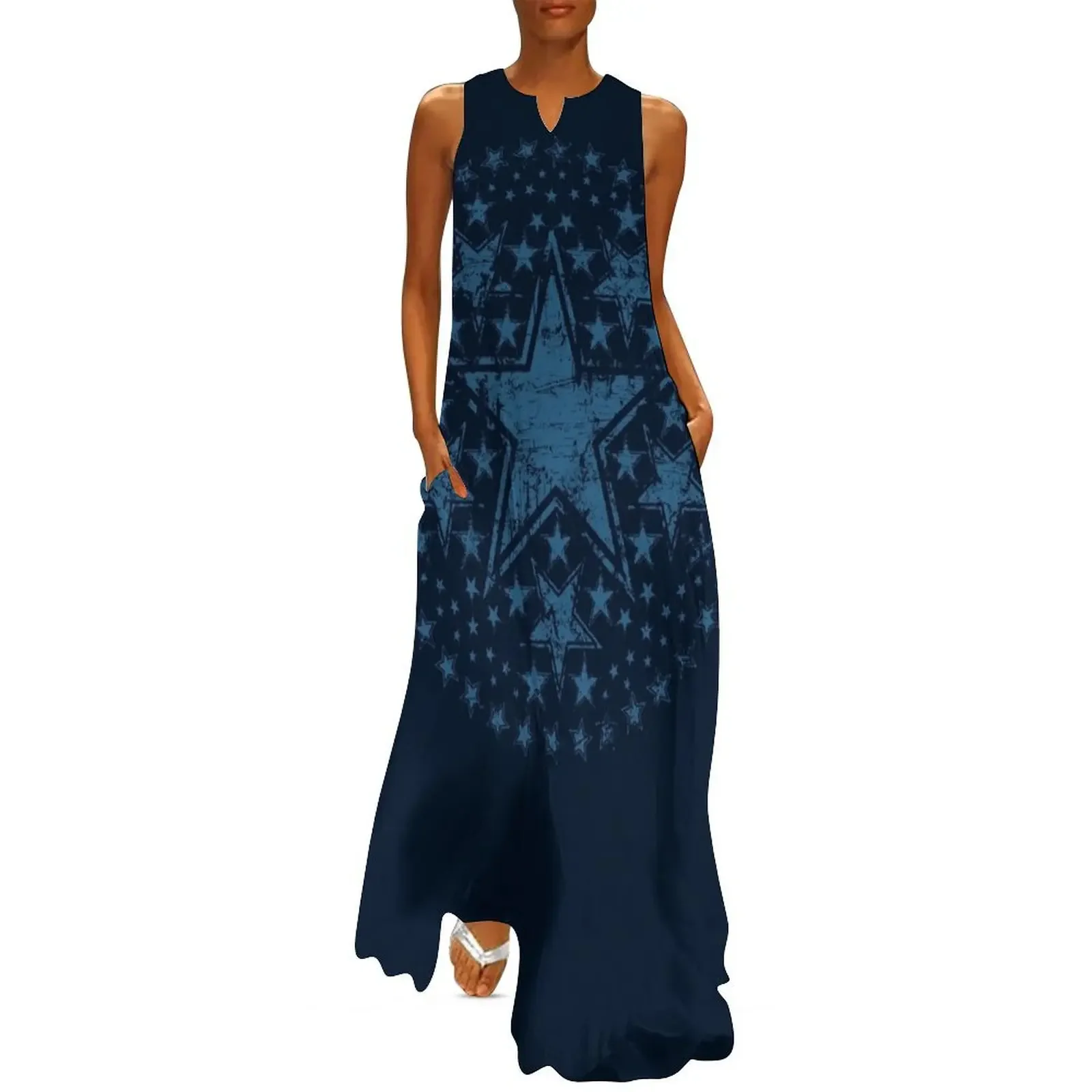 

Blue Stars Long Dress women formal occasion dresses Casual dresses Dress