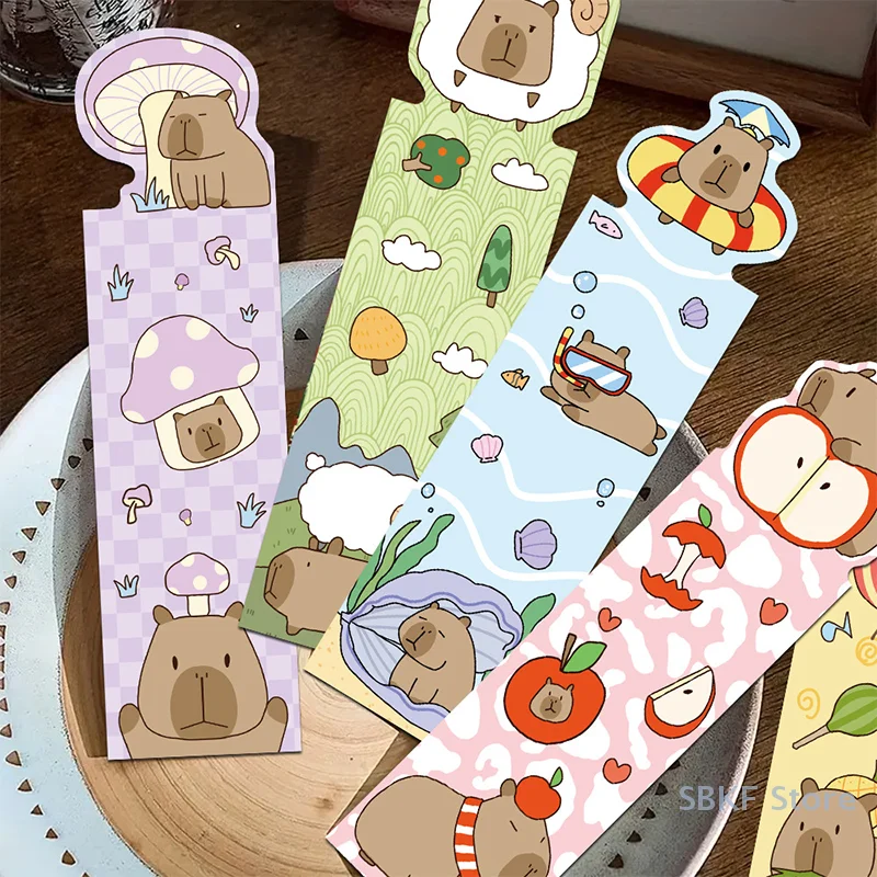 30Pcs Kawaii Capybara Cartoon Bookmarks, Exclusive Page Clips, Aesthetic Student Stationery, Fashionable Gift Items