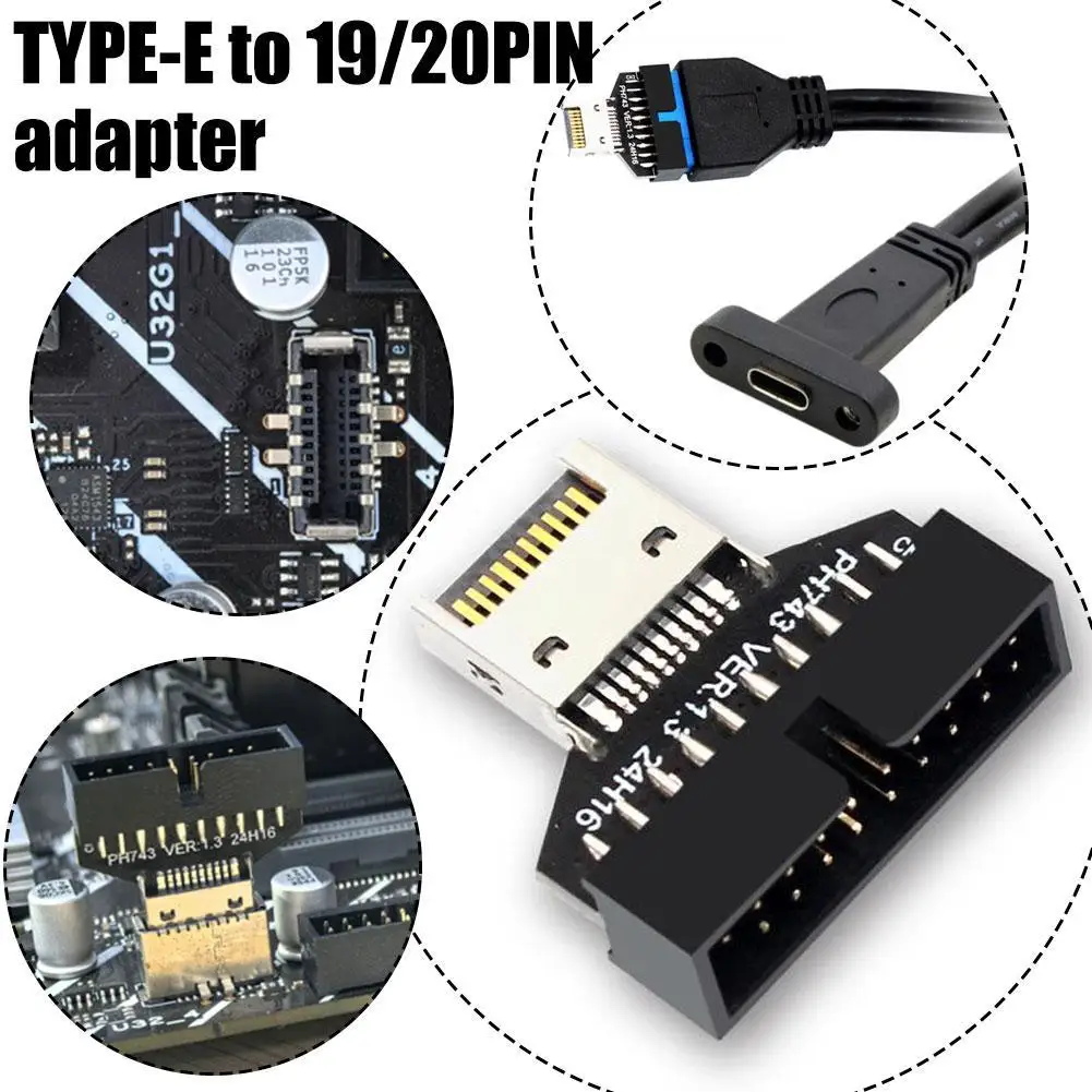 Motherboard USB3.2 Type-E 20Pin To USB 19P Chassis Front USB TypeA TypeC Expansion
