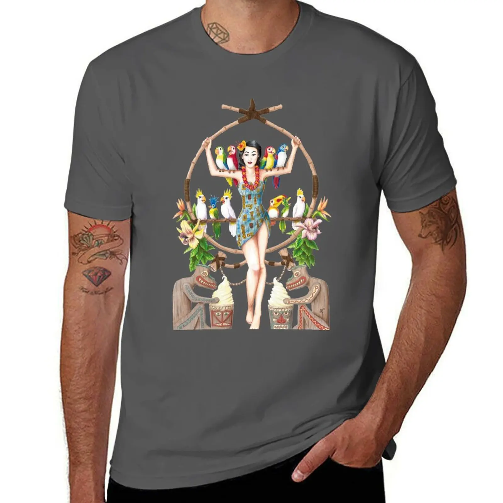 

Enchanted Tiki Room Pinup T-Shirt graphics Aesthetic clothing t shirt men 100℅ cotton