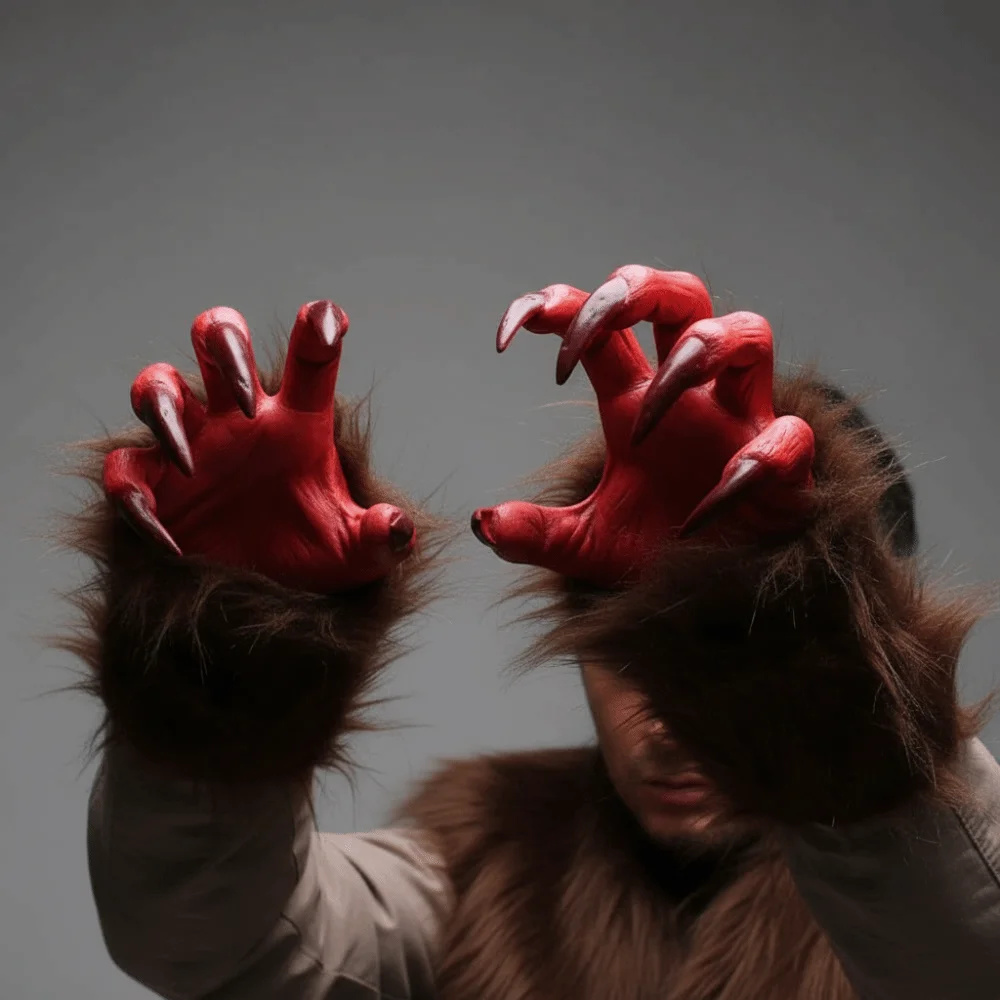 Costume Accessories Creepy Halloween Gloves Latex Flexible Werewolf Hands Durable Textured Beast Claws Teens