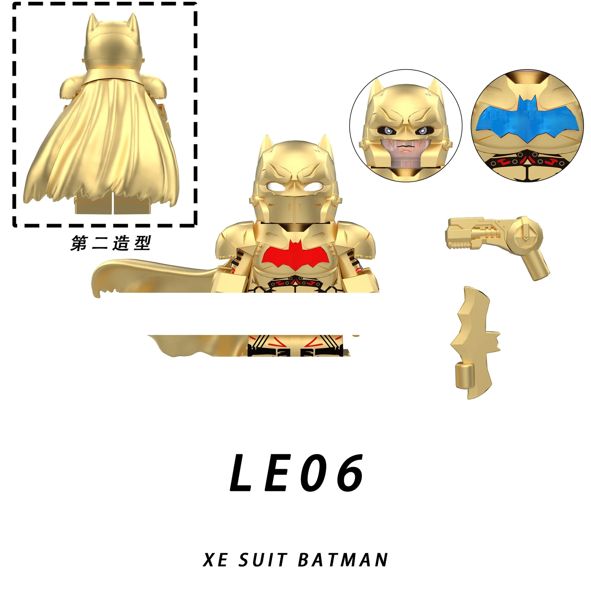 LE04-06 Superhero Series Thermal Batman Black and White Gold Building Doll Toy Gift