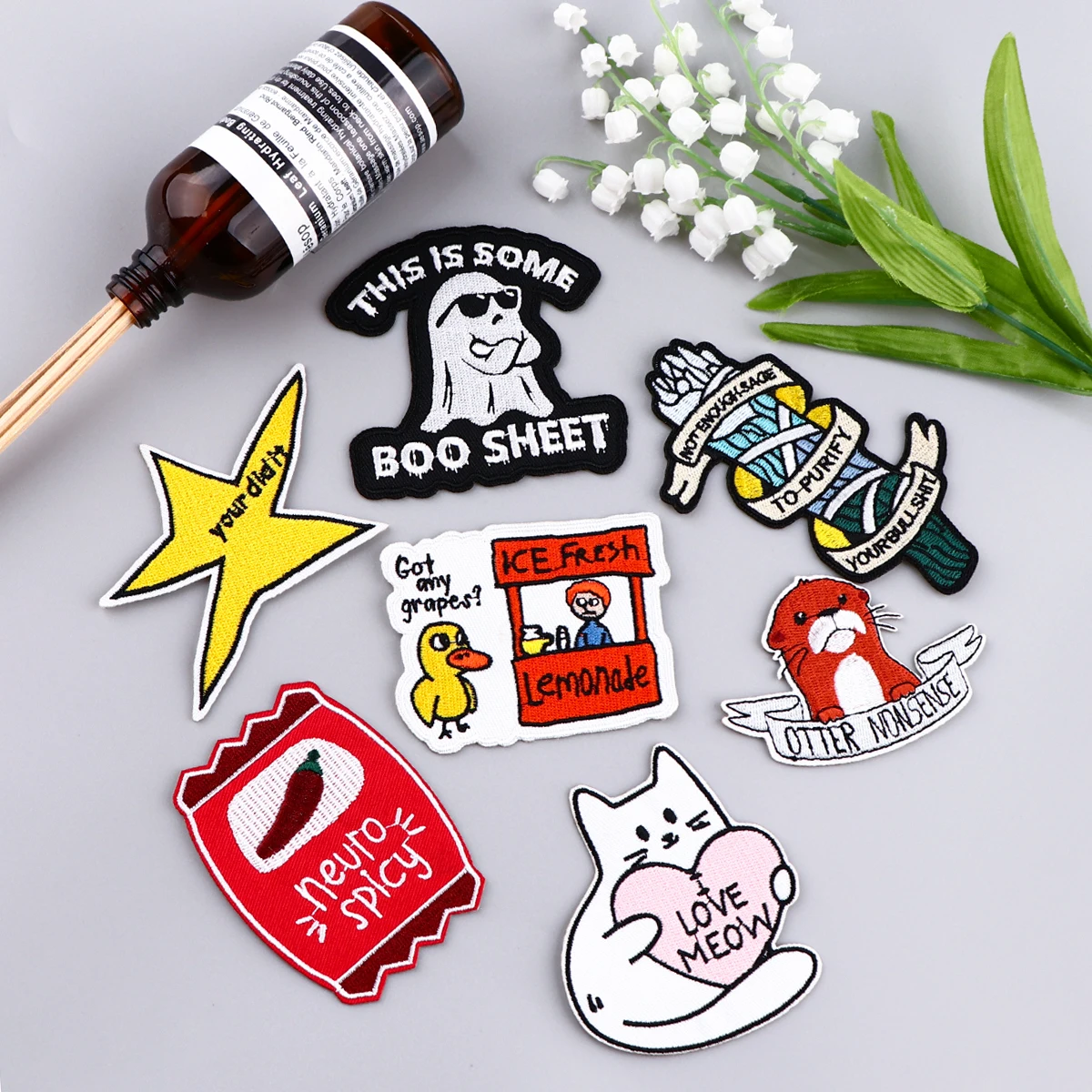 Patch brodé d'animaux mignons pour vêtements, autocollants de bricolage, fer sur patchs pour jeans, citations anglaises