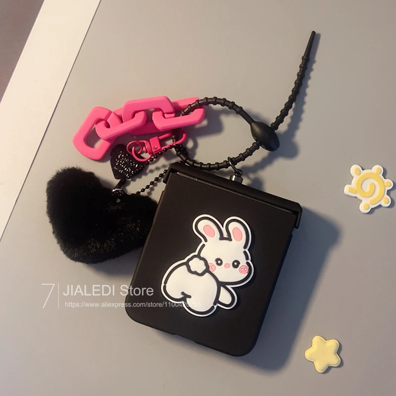 Cute Hair Love Pendant Hinge Phone case For Samsung Galaxy Z Flip 3 4 5 6 7 flip6 zflip7 Cover