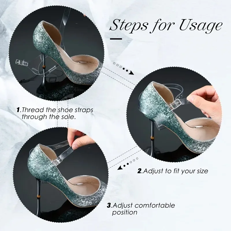 2Pcs Detachable Anti Slip Ankle Shoe Straps Prevent Slipping Secure Fit Shoe Belt Replacement Accessories for High Heels