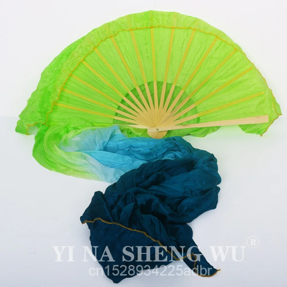 Hurtowe barwione wachlarze z jedwabiu naturalnego 100% do tańca brzucha, wachlarze jedwabne o długości 180 cm do występów scenicznych, 1 sztuka lub 1 para