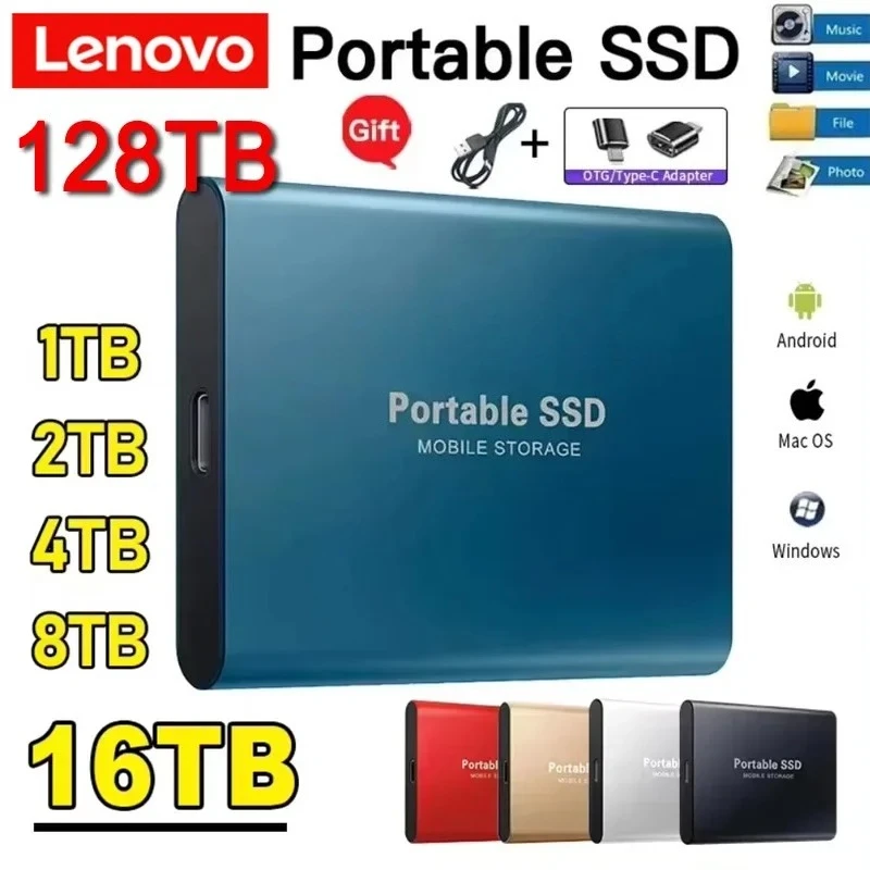 

Новый высокоскоростной внешний жесткий диск Lenovo 500 ГБ, 2 ТБ, 4 ТБ, 8 ТБ, 16 ТБ, USB 3.1 SSD, 2,5 дюйма, портативный SSD для ноутбуков и PS4