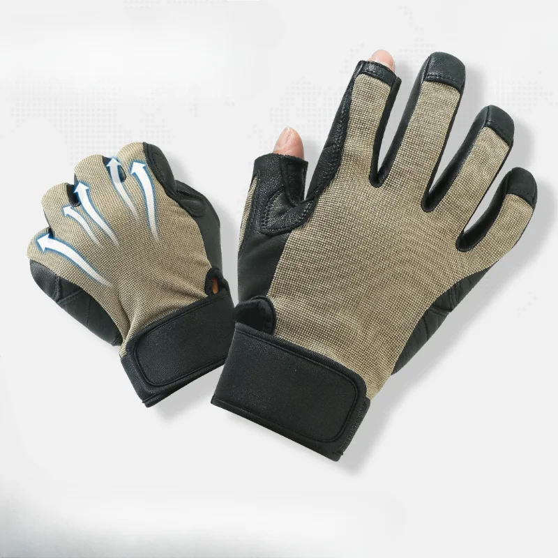 

H Series Multifunctional Leaky Finger Gloves Sheepskin Full Finger Gloves Half Finger Mountaineering Rock Climbing Operation