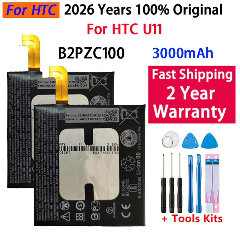 Batería para Teléfono Móvil de 3.85V 3000mAh B2PZC100 para HTC U11 U-3U, Baterías de Alto Rendimiento