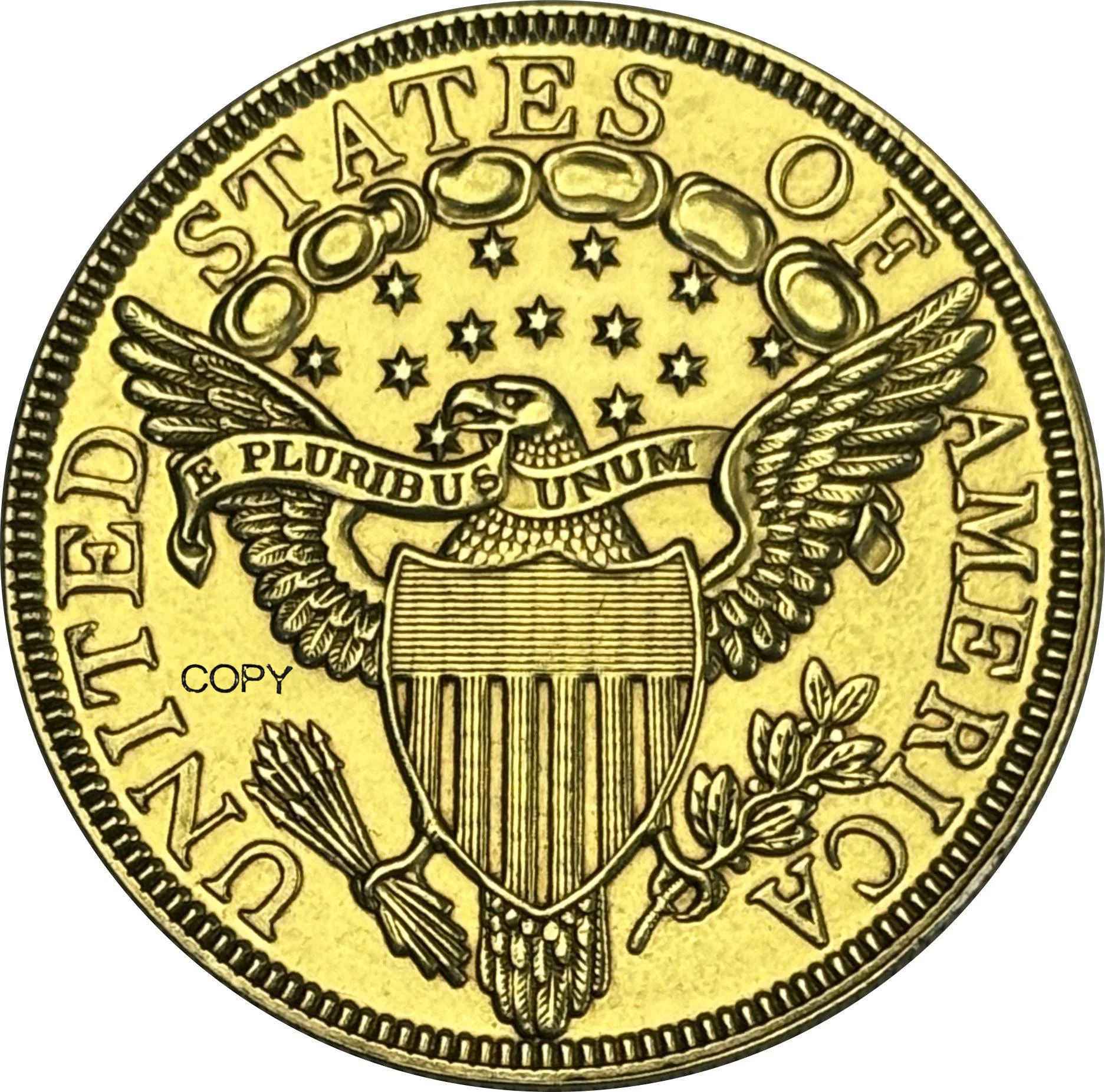 US 1798 10 Ten Dollars Capped Bust Liberty Heraldic Eagle Gold Brass Usa Copy Commemorative Coin United States Collectible Coins