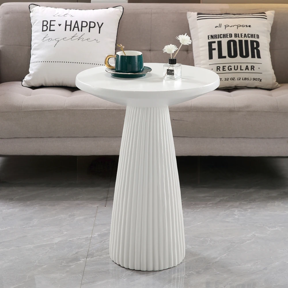 

Белый рифленый приставной столик на ножках, современный акцентный столик для гостиной и патио