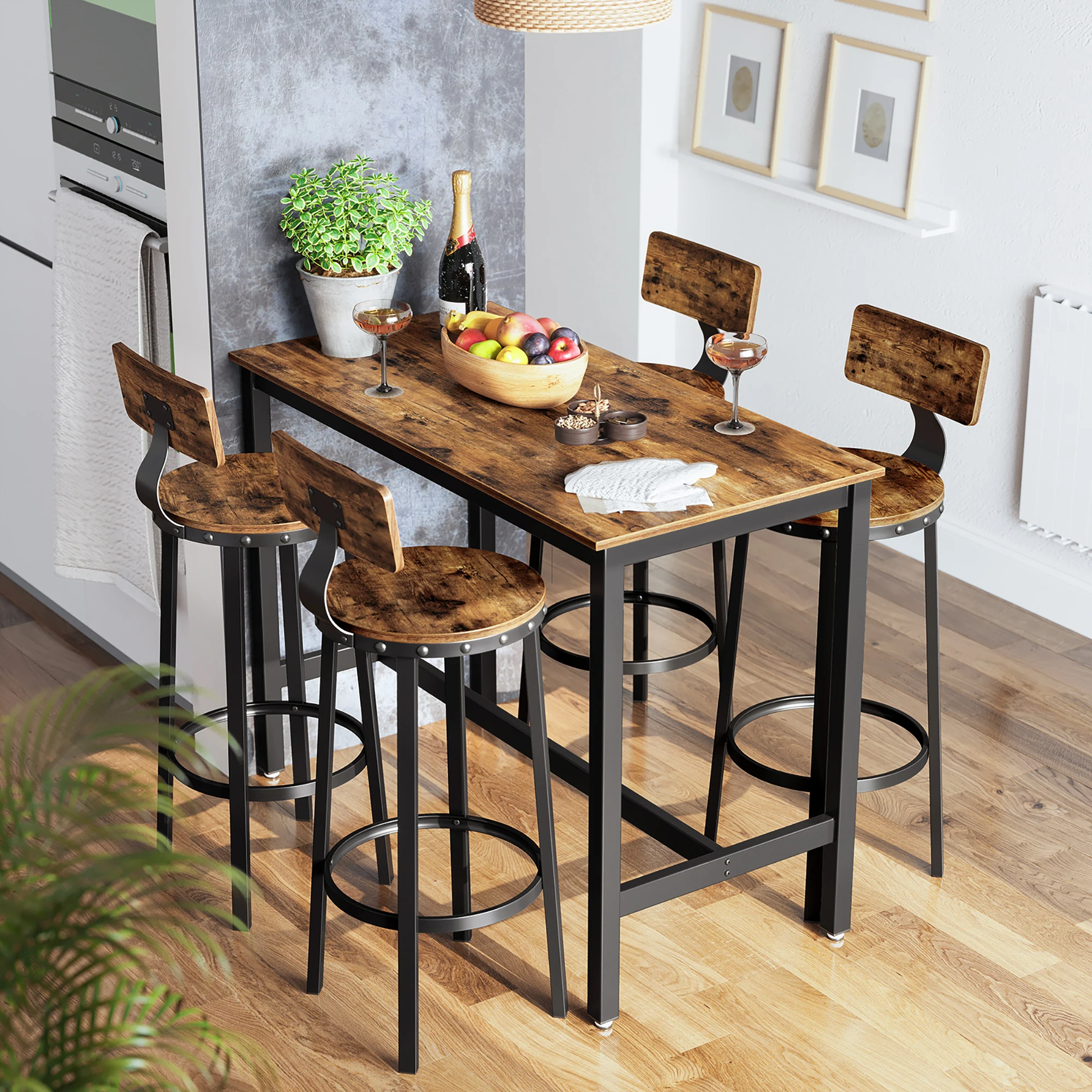 

ty-Factory bar Table and Chair Set Newly Designed Metal-framed Wooden Chairs Supported by Custom bar Stools Chair bar Furniture%
