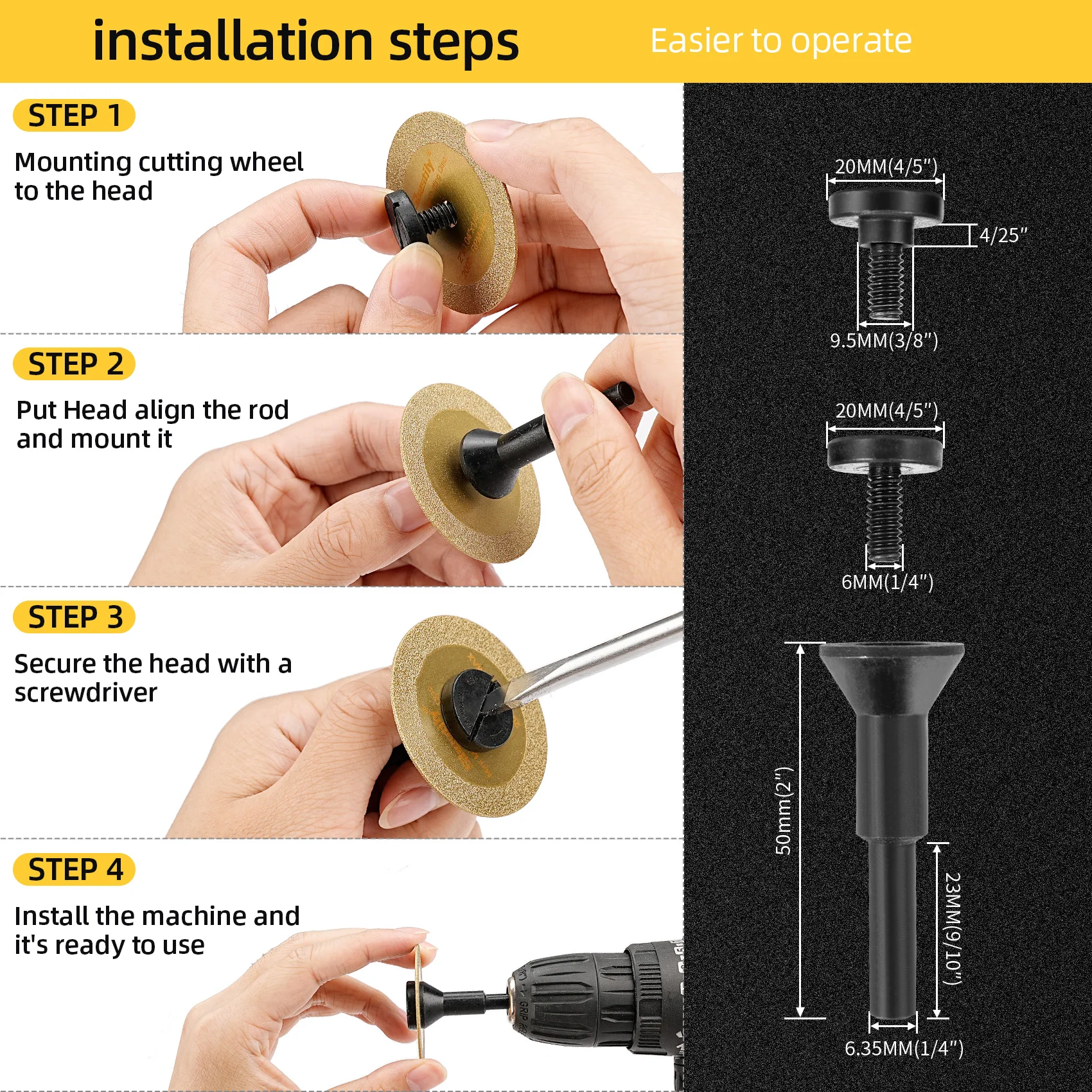 75mm Brazed Diamond Cutting Disc Mini Metal Cutting Wheel Ceramic Glass Cutting Saw Blade + Matching Mounting Mandrel For Grinde