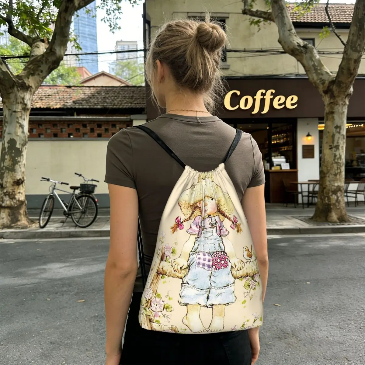 

Рюкзаки Kawaii Sarah Kay, повседневные спортивные сумки на шнурке с карманами, сумки для книг для мужчин и женщин, школьные сумки