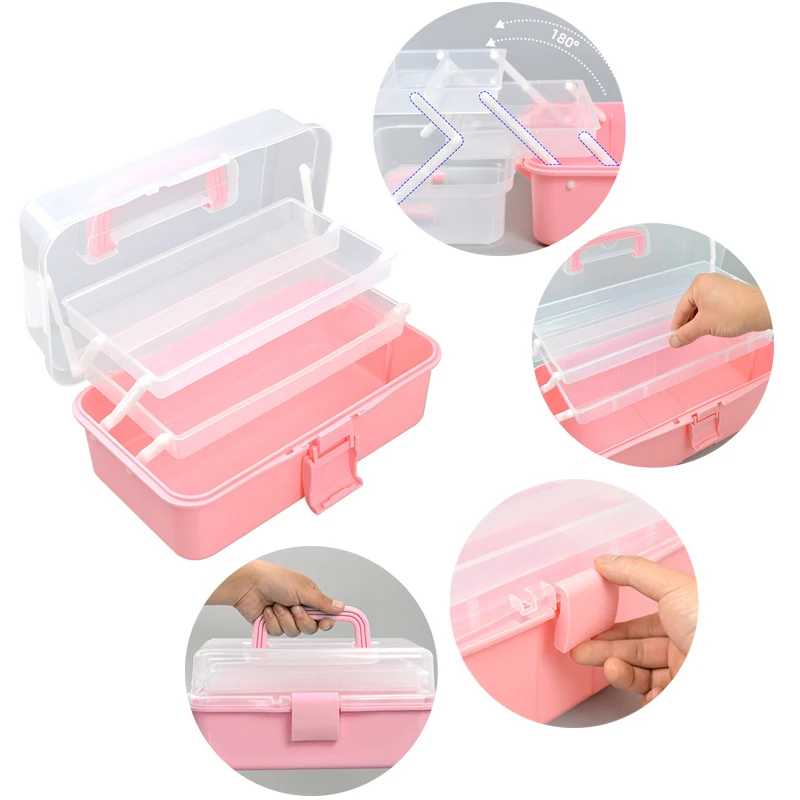 Portable Storage Box Foldable For Stamp Wax Scrapbook Storage Transparent Large Hairpin Box Makeup Organizer Nail Jewelry Box
