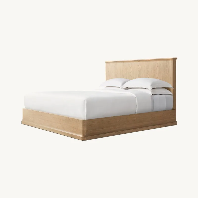 Luxury Modern Home Furniture Hotel Bed American Style Solid Wood Bedroom Furniture Baron Panel Bed