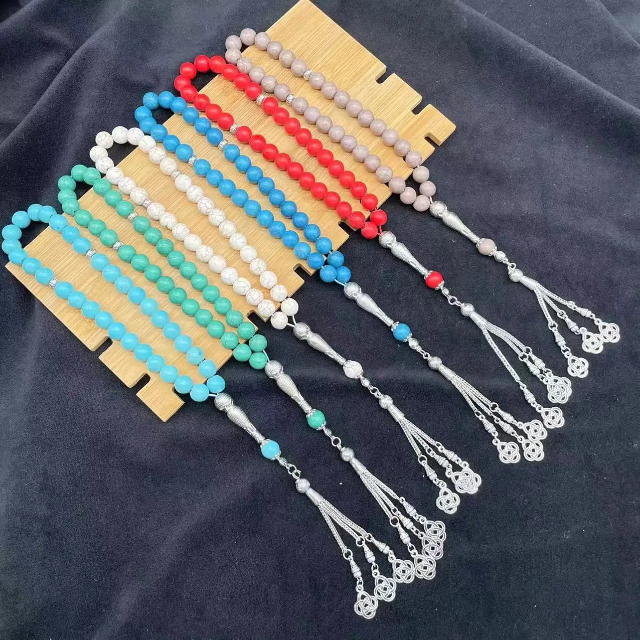 Flower Turquoise 33‑bead 10‑mm Mala Bracelet, for scripture recitation, personal enjoyment and gifting to relatives and friends