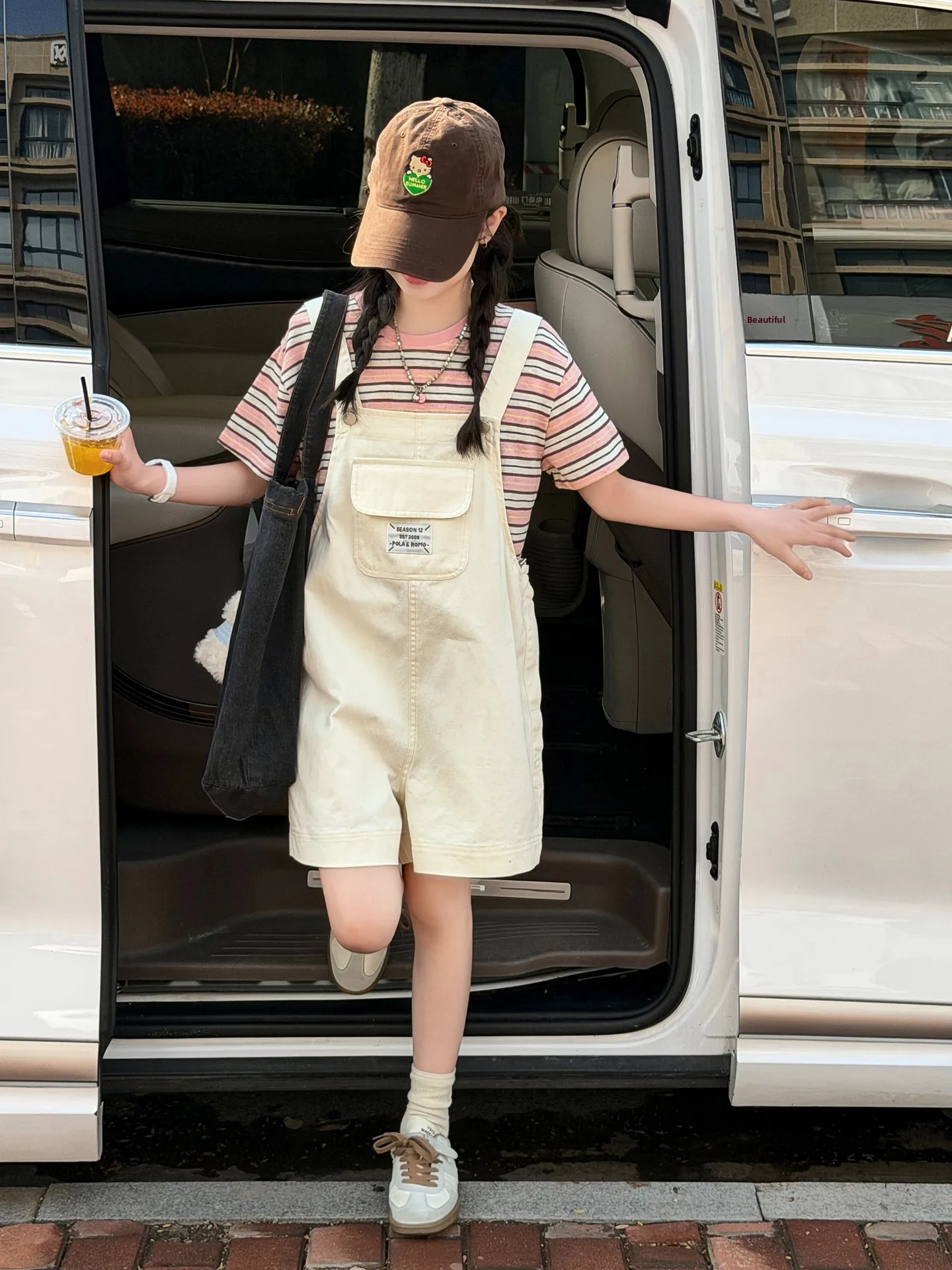 lightweight-breathable-striped-short-sleeve-t-shirt-and-shorts-set-for-girls-summer-casual-two-piece-suit-children's-clothing