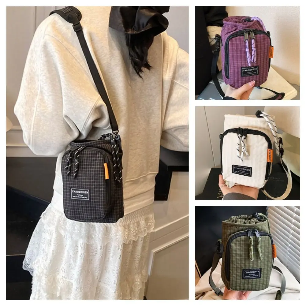 

Casual Water Bottle Carrier Bag Adjustable Strap Japanese Style Nylon Crossbody Bag Single Shoulder Large Capacity